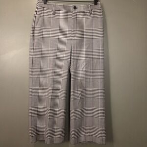 Banana Republic Houndstooth Wide Leg Cropped Pants, Women's Size 8, Black White